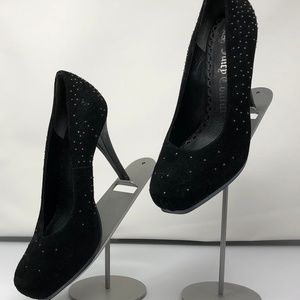 Juicy Couture Black Suede Leather Heels w/Studs 9